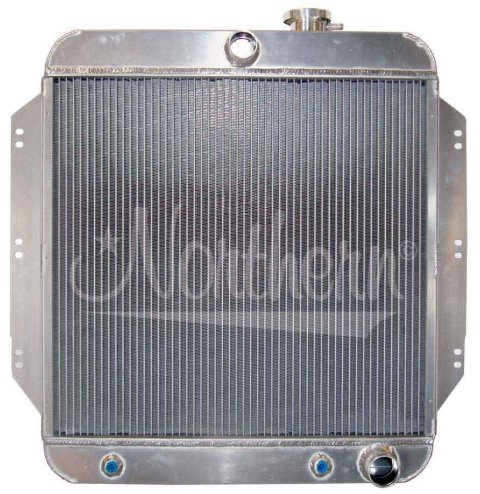 Radiator - Muscle Car - 25.375 in W x 21.875 in H x 3.125 in D - Center Inlet - Passenger Side Outlet - Aluminum - Natural - Chevy 1955-59 - Each
