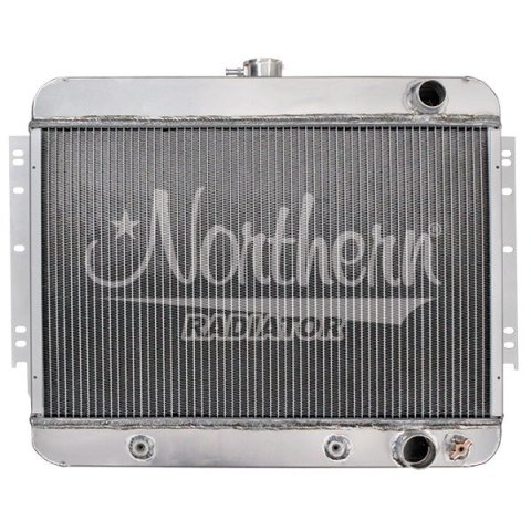 Radiator - Muscle Car - 23.375 in W x 15.25 in H x 2.25 in D - Passenger Side Inlet - Passenger Side Outlet - Aluminum - Natural - GM A-Body 1965-67 - Each