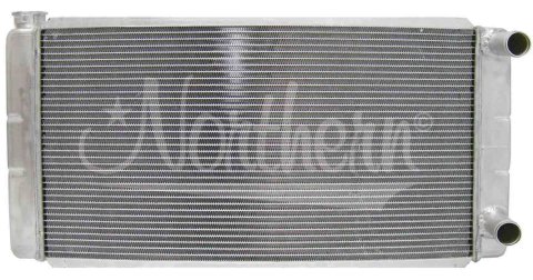 Radiator - 31 W x 16.375 H x 3.125 D in - Passenger Side Inlet - Passenger Side Outlet - Aluminum - Natural - GM - Each