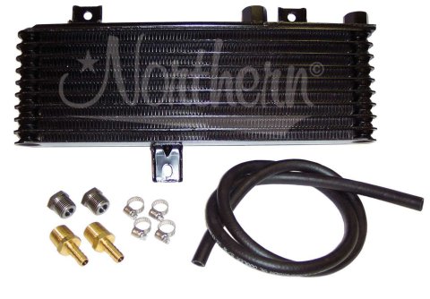 Fluid Cooler - 14 x 5 x 1.5 in - 1/2 in NPT Inlet / Outlet - Plate and Fin - Hardware Included - Aluminum - Black Paint - Fullsize Trucks - Kit