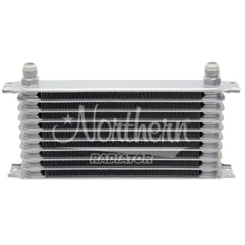 Fluid Cooler - 11.75 x 5.5 x 2 in - 10 AN Male Inlet / Outlet - Stack Plate - Aluminum - Natural - Universal - Each