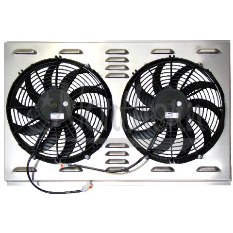 Electric Cooling Fan - 12 in Fans - Curved Blade - 17.25 x 28 in - 2.625 in Thick - Aluminum - Natural - Each