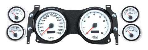 Gauge Kit - Performance - Analog - Fuel Level / Oil Pressure / Speedometer / Tachometer / Voltmeter / Water Temperature - 4-3/8 in / 2-1/16 in Diameter - White Face - GM F-Body 1970-78 - Kit