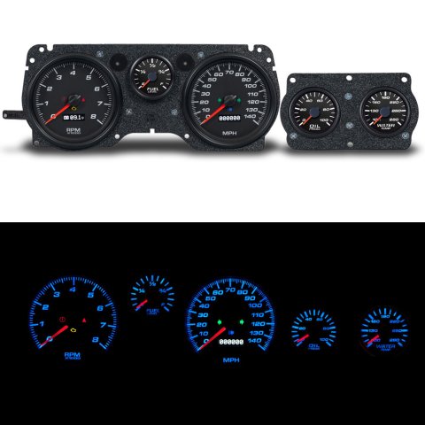 Gauge Kit - Performance II - Analog - Fuel Level / Oil Pressure / Water Temperature / Voltmeter / Tachometer / Speedometer - Black Face - GM F-Body 1970-81 - Kit