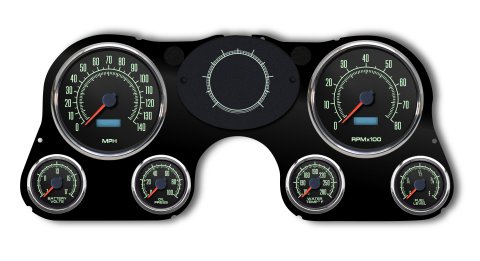 Gauge Kit - 69 Series - Analog - Fuel Level / Oil Pressure / Water Temperature / Voltmeter / Tachometer / Speedometer - Black Face - GM Fullsize Truck 1967-72 - Kit