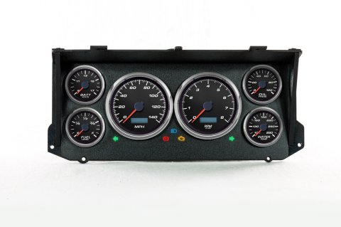Gauge Kit - Performance II - Analog - Fuel Level / Oil Pressure / Water Temperature / Voltmeter / Tachometer / Speedometer - Black Face - Ford Fullsize Truck 1973-79 - Kit