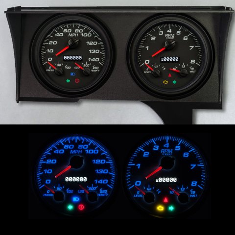 Gauge Kit - Performance II - Analog - Fuel Level / Oil Pressure / Water Temperature / Voltmeter / Tachometer / Speedometer - Black Face - GM G-Body 1978-88 - Kit
