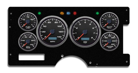 Gauge Kit - Performance II - Analog - Fuel Level / Oil Pressure / Water Temperature / Voltmeter / Tachometer / Speedometer - Black Face - GM Fullsize Truck 1988-94 - Kit