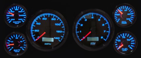 Gauge Kit - Performance II - Analog - Fuel Level / Oil Pressure / Water Temperature / Voltmeter / Tachometer / Speedometer - White Face - GM Fullsize Truck 1988-94 - Kit