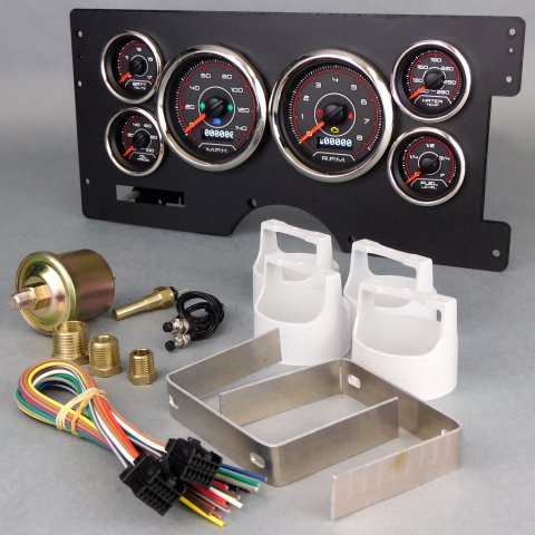 Gauge Kit - CFR Red - Analog - Fuel Level / Oil Pressure / Water Temperature / Voltmeter / Tachometer / Speedometer - Black / Red Face - GM Fullsize Truck 1988-94 - Kit