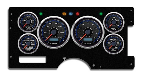 Gauge Kit - CFR Blue - Analog - Fuel Level / Oil Pressure / Water Temperature / Voltmeter / Tachometer / Speedometer - Black / Blue Face - GM Fullsize Truck 1988-94 - Kit