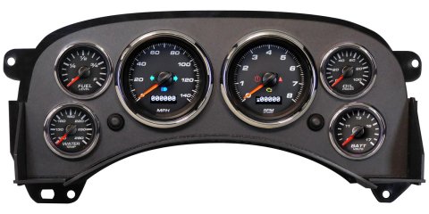 Gauge Kit - Performance II - Analog - Fuel Level / Oil Pressure / Water Temperature / Voltmeter / Tachometer / Speedometer - Black Face - GM Fullsize Truck 1999-2006 - Kit