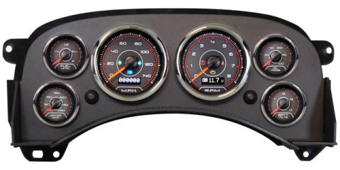 Gauge Kit - CFR Red - Analog - Fuel Level / Oil Pressure / Water Temperature / Voltmeter / Tachometer / Speedometer - Black / Red Face - GM Fullsize Truck 1999-2006 - Kit