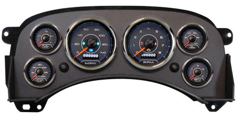 Gauge Kit - CFR Blue - Analog - Fuel Level / Oil Pressure / Water Temperature / Voltmeter / Tachometer / Speedometer - Black / Blue Face - GM Fullsize Truck 1999-2006 - Kit