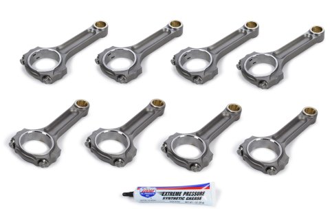 Connecting Rod - I Beam - 6.125 in Long - Bushed - 7/16 in Cap Screws - ARPL19 Bolt - Forged - Steel - Small Block Chevy - Set of 8