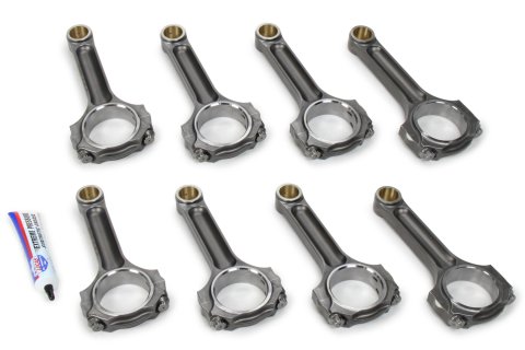 Connecting Rod - LS Series - I-Beam - 6.125 in Long - Bushed - 7/16 in Cap Screws - ARPL19 Bolt - Forged - Steel - GM LS-Series - Set of 8
