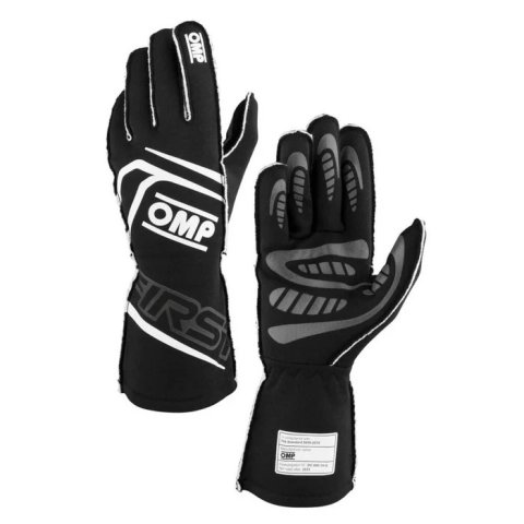 Driving Gloves - First - FIA Approved - Single Layer - Fire Retardant Fabric - Black - Large - Pair