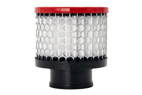 Breather - Clamp-On - Round - 1.38 in OD Tube - Reusable - Aluminum - Red Powder Coat - Each