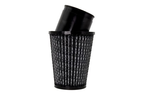 Air Filter Element - Round - 3 in Diameter - 5 in Tall - Wire Mesh Included - Paper - Gray - Black End Cap - Asphalt Kart - Each
