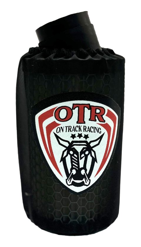 Air Filter Wrap - Round - 3 in Diameter - 4 in Tall - OTR Logo - Polyester - Black - Each