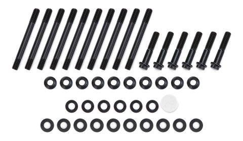 Main Stud Kit - TorqueMaster Series - Hex Nuts - 4-Bolt Mains - Chromoly - Black Oxide - Large Journal - Splayed Cap Bolts - Small Block Chevy - Kit
