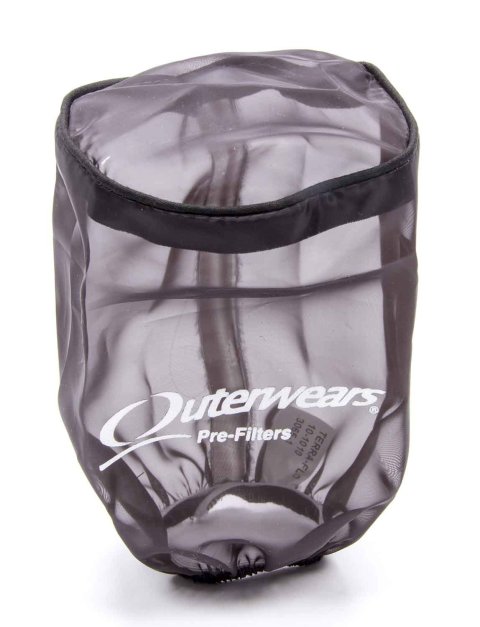 Air Filter Wrap - Pre Filter - Round - 3.5 in Diameter - 6 in Tall - Top - Outerwears Logo - Polyester - Black - Each