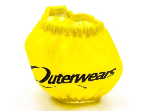 Breather Wrap - Pre Filter - Round - 3 in Diameter - 2.5 in Tall - Outerwears Logo - Polyester - Yellow - Each