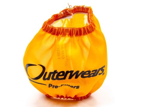 Breather Wrap - Pre Filter - Round - 3 in Diameter - 2.5 in Tall - Outerwears Logo - Polyester - Orange - Each