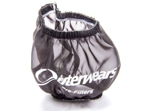Breather Wrap - Pre Filter - Round - 3 in Diameter - 2.5 in Tall - Outerwears Logo - Polyester - Black - Shielded Breathers - Each