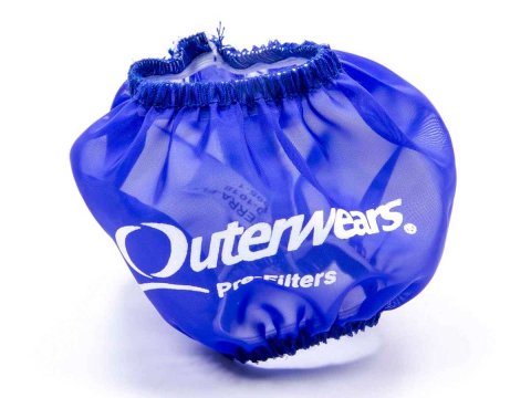Breather Wrap - Pre Filter - Round - 3 in Diameter - 2.5 in Tall - Outerwears Logo - Polyester - Blue - Shielded Breathers - Each