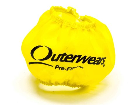 Breather Wrap - Pre Filter - Round - 3 in Diameter - 2.5 in Tall - Outerwears Logo - Polyester - Yellow - Shielded Breathers - Each