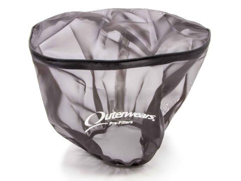 Air Filter Wrap - Pre Filter - Oval - 9 in long - 5.25 Wide - 6.25 in Tall - Top - Outerwear Logo - Polyester - Black - Each