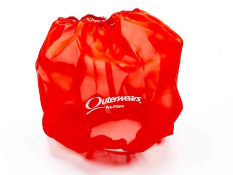 Air Filter Wrap - Pre Filter - Round - 10.5 in Diameter - 10.5 in Tall - Water Repellent - Outerwears Logo - Polyester - Red - Each