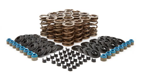 Valve Spring - Hot Rod Series - Dual Spring - 392 lb/in Spring Rate - 1.020 in Coil Bind - 1.034 in OD - Chromoly Retainers / Locks / Viton Seals / Seat - Kit