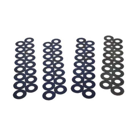 Valve Spring Shim - 0.015 / 0.020 / 0.030 / 0.050 in Thick - 1.250 in OD - 0.570 in ID - Steel - Kit