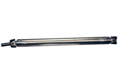 Drive Shaft - 45.5 in Long - 3.5 in OD - 1330 U-Joints - 28 Spline - Small Block Ford 1979-95 / Ford V6 1994-2004 - Aluminum - Natural - Ford Mustang 1979-2004 - Each