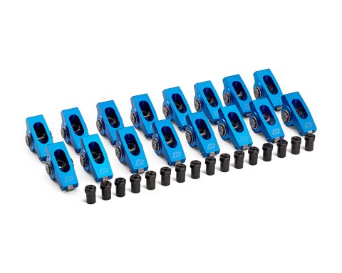 Rocker Arm - 7/16 in Stud Mount - 1.70 Ratio - Full Roller - Aluminum - Blue Anodized - Big Block Chevy - Set of 16