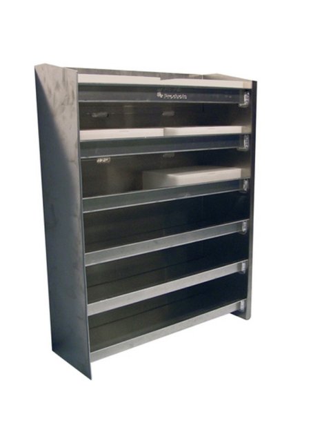 Gear Case Rack - Horizontal - 20.5 in Long - 22 in Tall - 7 in Deep - 12 Case Capacity - Aluminum - Natural - Each