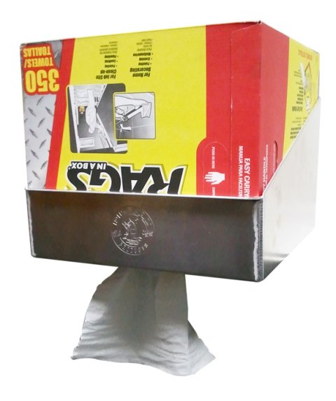 Shop Towel Holder - Box Style - Aluminum - Natural - Box of 275 Rags - Each