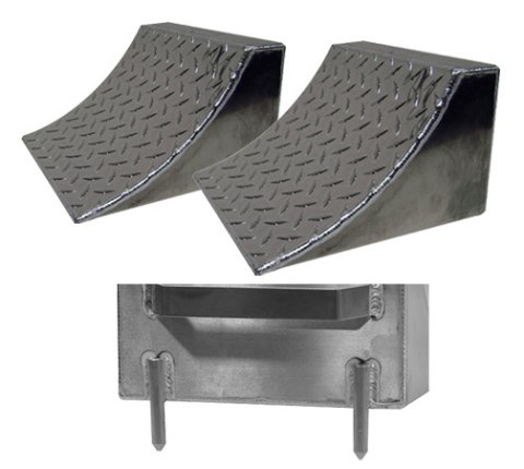 Wheel Chock - 7.75 in Height - 11.625 in Long - 9.875 in Wide - Pins - Aluminum - Natural - Pair
