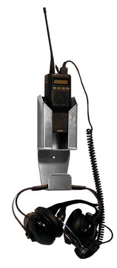 Radio Hanger - Wall Mount - Radio / Headset Compartments - 3.5 x 8.5 x 1.75 in - Aluminum - Natural - Each