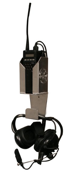 Radio Hanger - Wall Mount - Radio / Headset Compartments - 3.5 x 9 x 2.5 in - Aluminum - Natural - Each