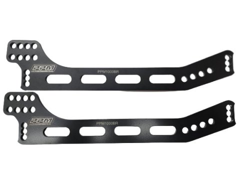 Four Link Bracket - Chassis Bracket - Passenger Side - Double Slot - Aluminum - Black Powder Coat - Longhorn Chassis - Pair