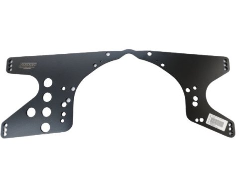 Motor Plate - Longhorn - Mid - 28 x 12 in - 1/4 in Thick - Aluminum - Black Powder Coat - Ford / Chevy - Each