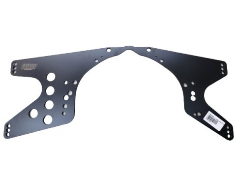 Motor Plate - Longhorn - Mid - 28 x 12 in - 1/4 in Thick - 1 in Raised - Aluminum - Black Powder Coat - Ford / Chevy - Each