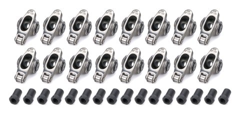 Rocker Arm - Platinum Pro Series - 3/8 in Stud Mount - 1.60 Ratio - Full Roller - Self-Align - Stainless - Natural - Small Block Chevy - Set of 16