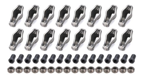 Rocker Arm - Sportsman - 3/8 in Stud Mount - 1.60 Ratio - Roller Tip - Steel - Natural - AMC / Small Block Ford - Set of 16
