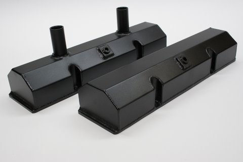 Valve Cover - Tall - Breather Tubes - Hardware Included - Aluminum - Black Anodized - Pair