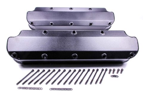 Valve Cover - Stock Height - Hardware Included - Aluminum - Black Anodized - Small Block Mopar - Pair