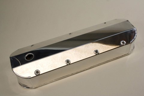 Valve Cover - Tall - Breather Hole - Hardware Included - Aluminum - Polished / Clear Anodized - Big Block Chevy - Pair